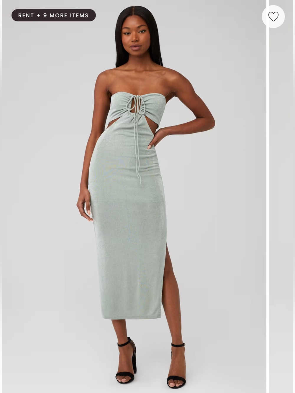 Strapless Tie-Front Midi Dress in Sage